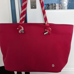Lululemon red tote bag.